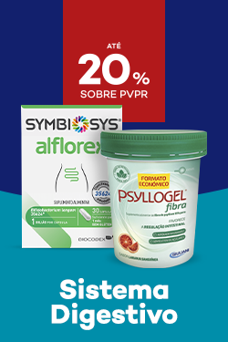 Suplementos Sistema Digestivo com destaque promocional de  at&eacute; 20% sobre pre&ccedil;o de Venda ao P&uacute;blico Recomendado